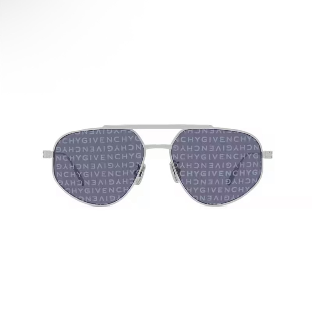 Givenchy Silver Aviator Sunglasses with Logo Lenses